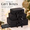 Luxury Gift Boxes With Bow – Black Set of 3
